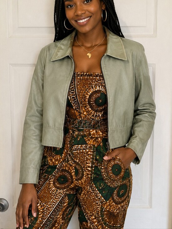 Roots Jackets & Blazers - Vintage Roots Leather Green Moto Style Classic Jacket 8 Distressed Leathers